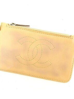 CHANEL Coin case Beige xSilver Women Authentic secondhand